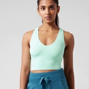 Athleta Aurora Seamless Crop Rib Tank Top Sports Bra Women’s XS Paradiso Blue